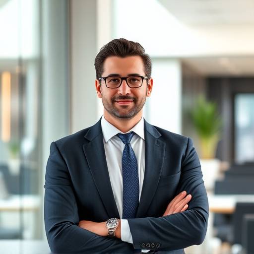 Retrato corporativo de un ejecutivo en un entorno de oficina moderno